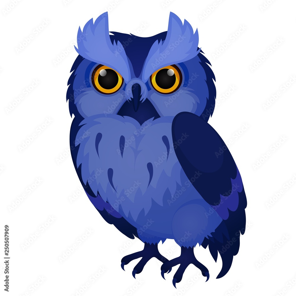 Wise blue owl isolated on white background. Vector cartoon close-up illustration. Wise blue owl isolated on white background. Vector cartoon close-up illustration.