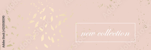 Trendy chic banner design Worn Marble Gold and Pastel advertising background.