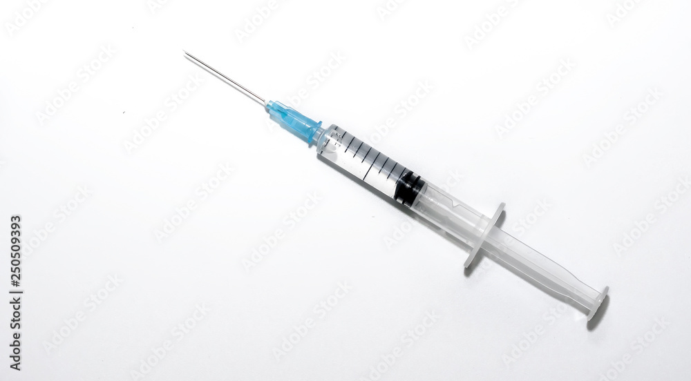 Syringe with injection on white background Syringe with injection on white background