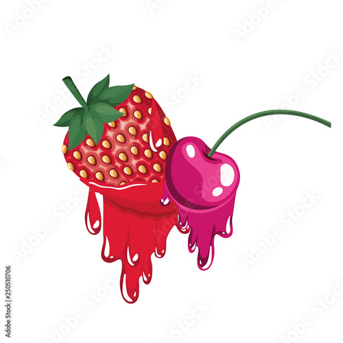 cherry and strawberry dripping icon