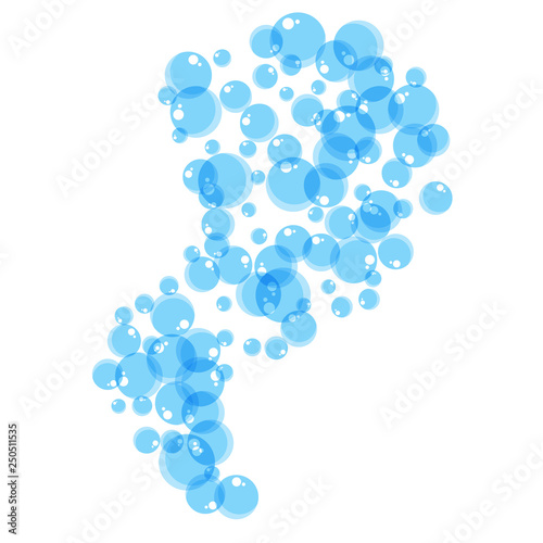 Flying bubbles of soap suds Flat vector