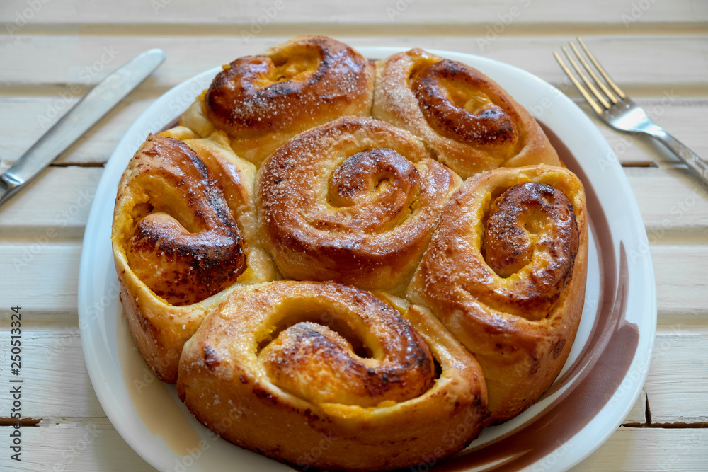 Sweet buns with filling, baked in the oven. Sweet buns with filling, baked in the oven.