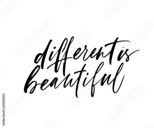 Different is beautiful phrase. Vector illustration of handwritten lettering.