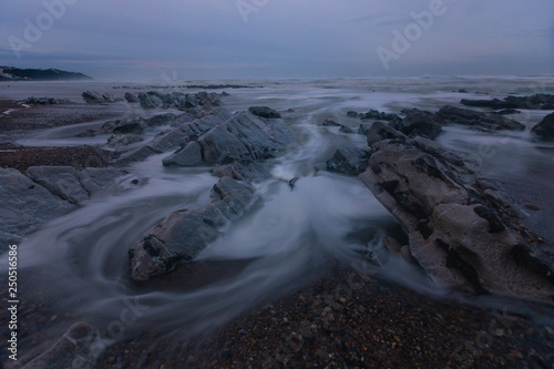 Silk effect at Bidart's beach next to Biarritz, Basque Country.