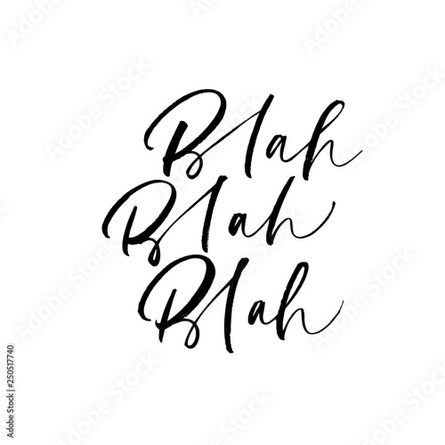 Blah, blah,blah phrase. Vector illustration of handwritten lettering.