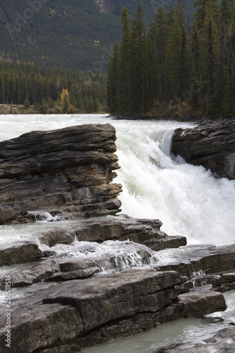 Athabasca Falls surges in Jasper National Park in Alberta