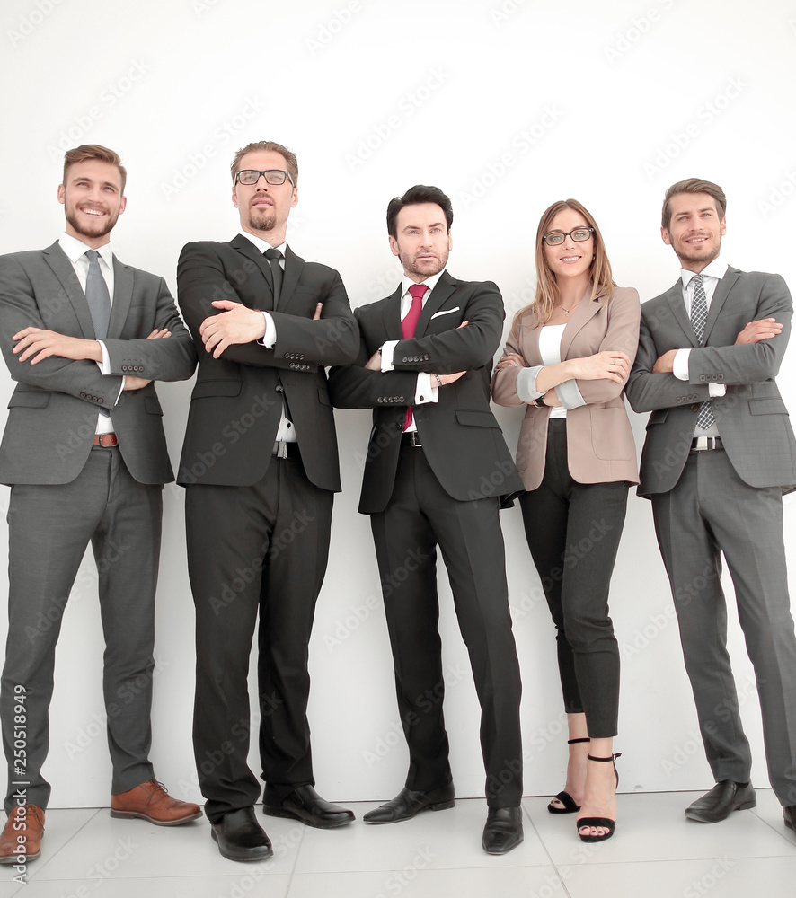 Portrait of business people standing on a white background Portrait of business people standing on a white background