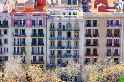 Photography Colorful buildings in Barcelona, Spain