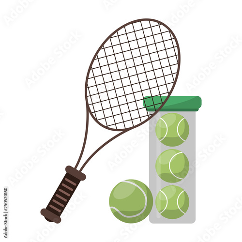 tennis racket and balls in bottle