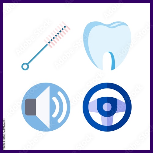 4 turn icon. Vector illustration turn set. wire brush and volume icons for turn works