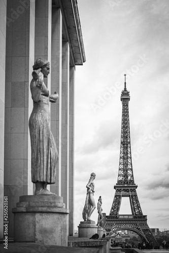Tour Eiffel Depuis La Place Du Trocadero En Noir Et Blanc Paris France Stock Photo Adobe Stock