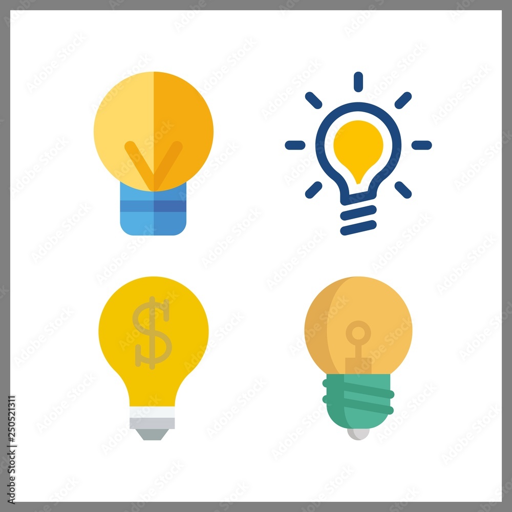 4 lightbulb icon. Vector illustration lightbulb set. idea and light bulb icons for lightbulb works 4 lightbulb icon. Vector illustration lightbulb set. idea and light bulb icons for lightbulb works