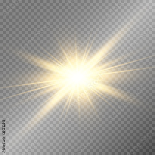 White beautiful light explodes with a transparent explosion. Vector, bright illustration for perfect effect with sparkles. Bright Star. Transparent shine of the gloss gradient, bright flash