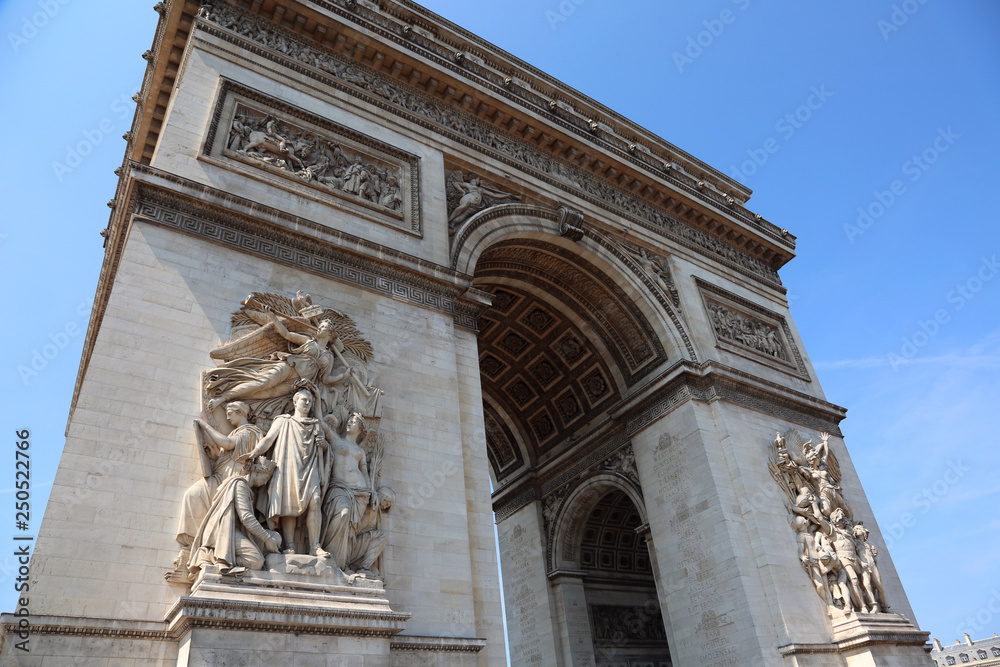 triumphal arch and the statue of Napoleon Bonaparte in Paris in