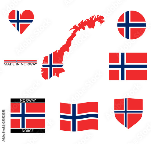Drapeaux norvégiens et une carte
