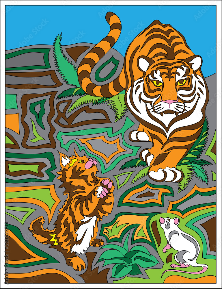 Obraz premium Tiger and cat