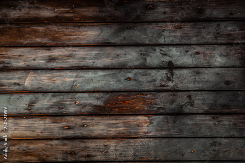 Old wooden desk blue and brown