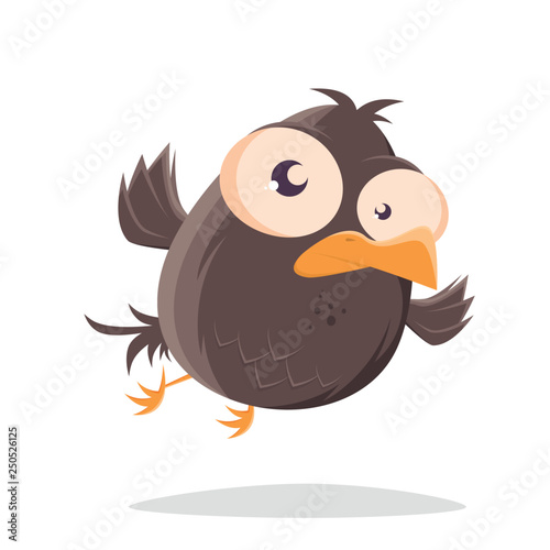 funny flying cartoon bird illustration