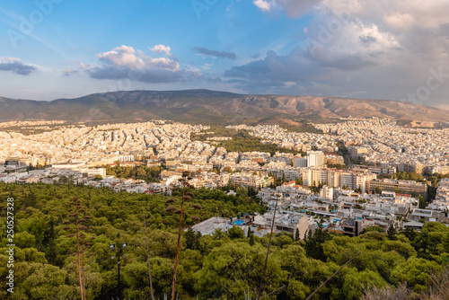 View over the Athens in sunset time from Lycabettus hill, Greece. © vivoo