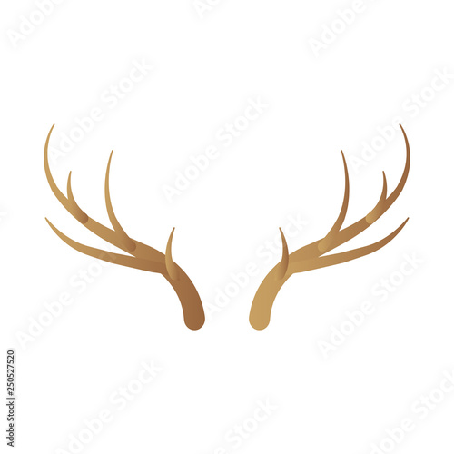 Brown deer horns. Realistic deer horns. Silhouette of deer horns isolated on white background. Vector illustration. EPS 10. © Maksym Vector