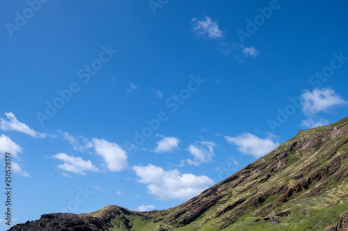 Halona Beach Cove mountain and blue sky