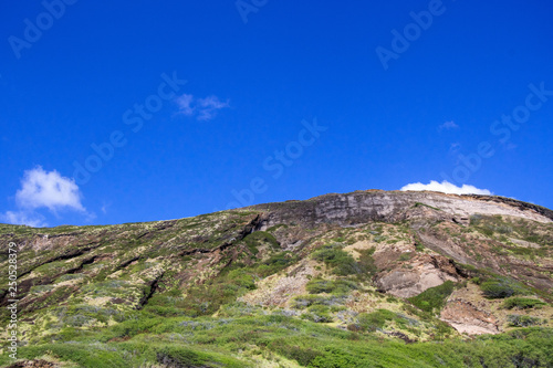 Halona Beach Cove mountain and blue sky