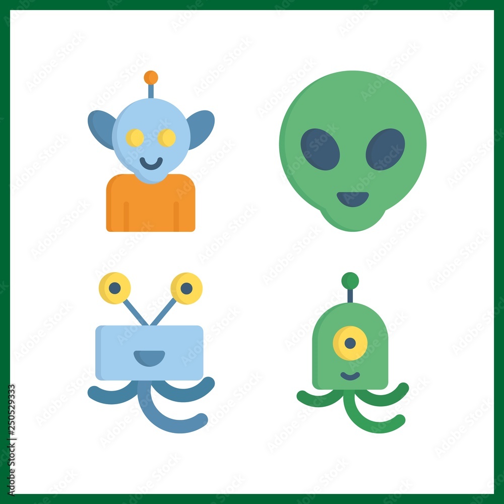 Obraz premium 4 ufo icon. Vector illustration ufo set. alien icons for ufo works
