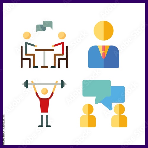 4 discussion icon. Vector illustration discussion set. meeting and conversation icons for discussion works