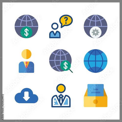 9 interface icon. Vector illustration interface set. manager and download icons for interface works