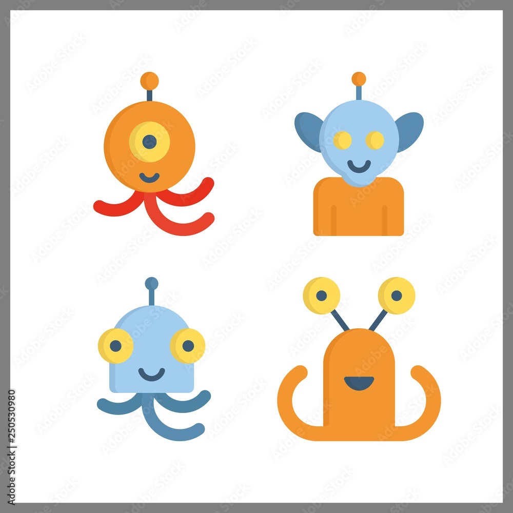 Obraz premium 4 ufo icon. Vector illustration ufo set. alien icons for ufo works