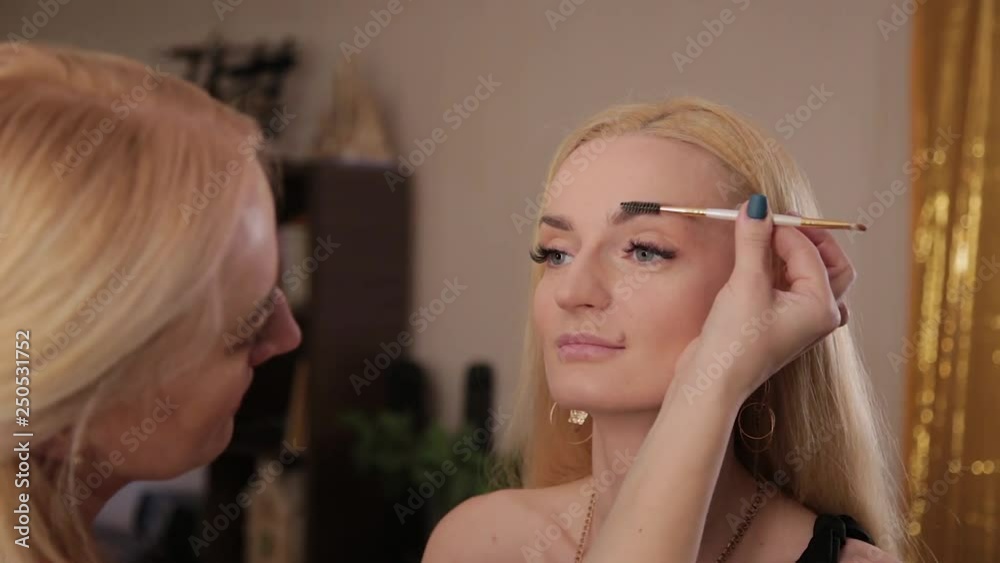 Professional makeup artist makes makeup a very beautiful woman. Professional makeup artist makes makeup a very beautiful woman.