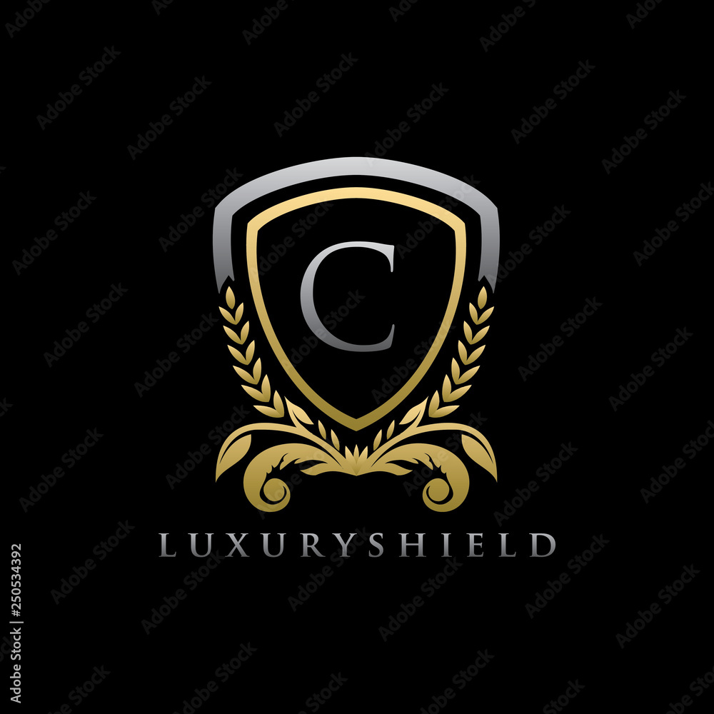 Golden Shield C Letter Logo Golden Shield C Letter Logo