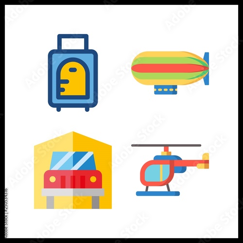 4 plane icon. Vector illustration plane set. helicopter and zeppelin icons for plane works