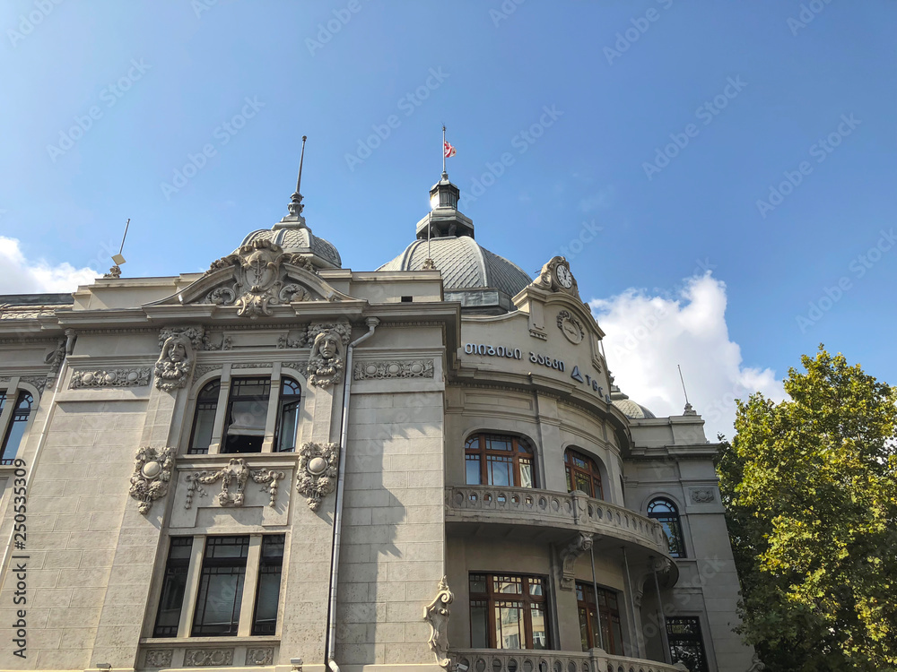 TBILISI, GEORGIA - SEPTEMBER 20, 2018: View of old bilding of the TBC Bank of the  Tbilisi town, D.Agmashenebeli st. 