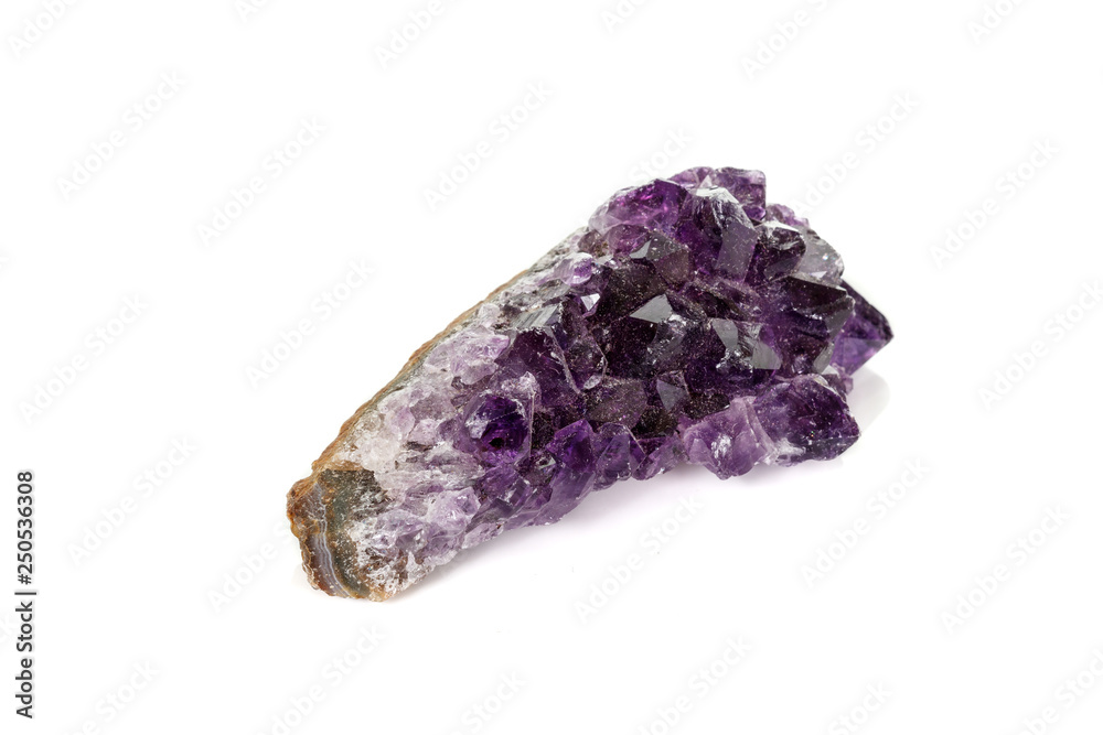 Amethyst Crystal Druse macro mineral on white background close up Amethyst Crystal Druse macro mineral on white background close up