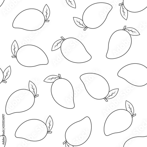 Seamless pattern with white mango