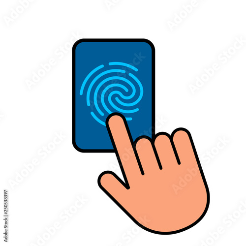 Touch id fingerprint icon. ID template. flat vector linear illustration isolated