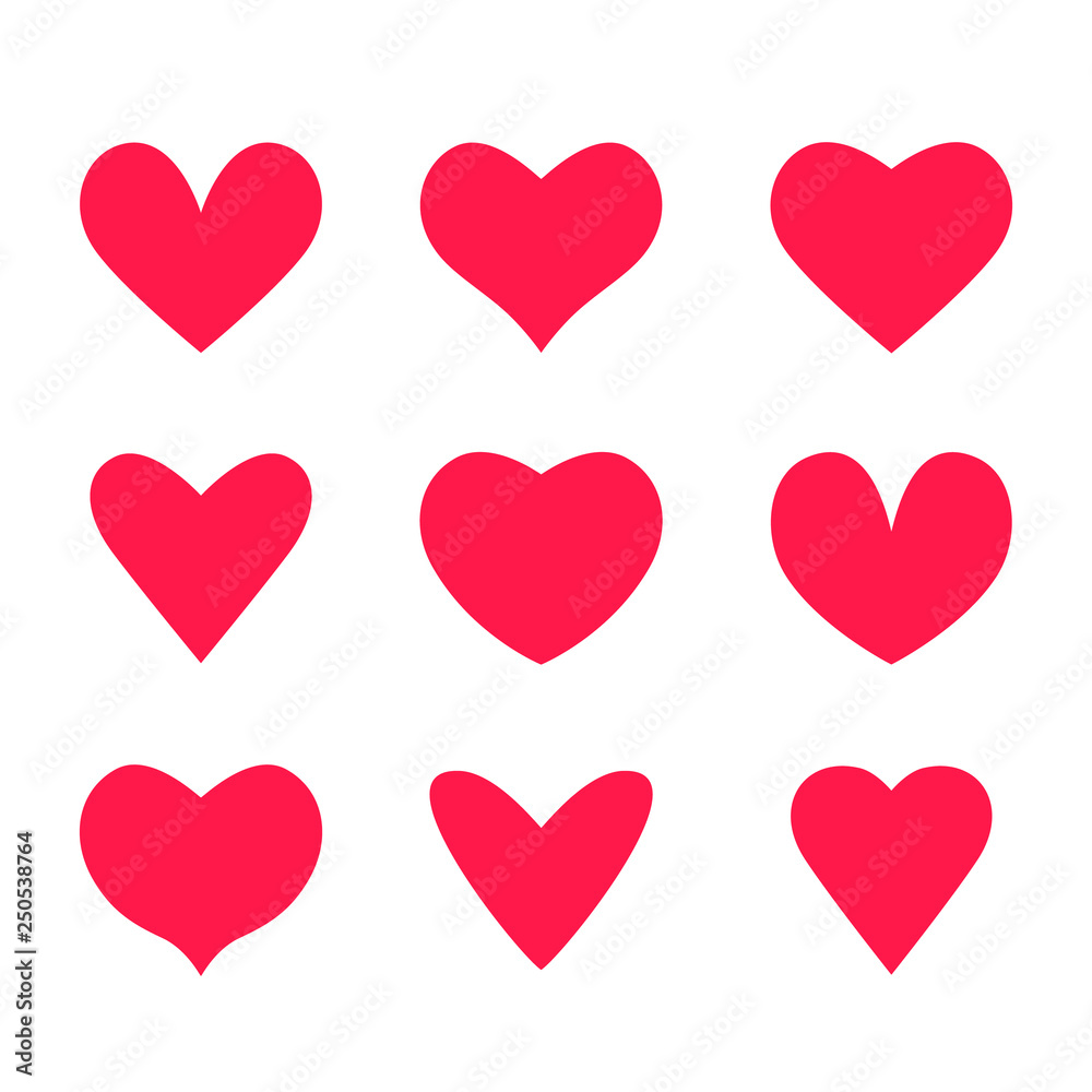 Large set of hearts icons in linear style. flat vector illustration isolated