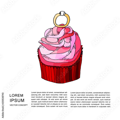 Cupcake with diamond ring and text frame.