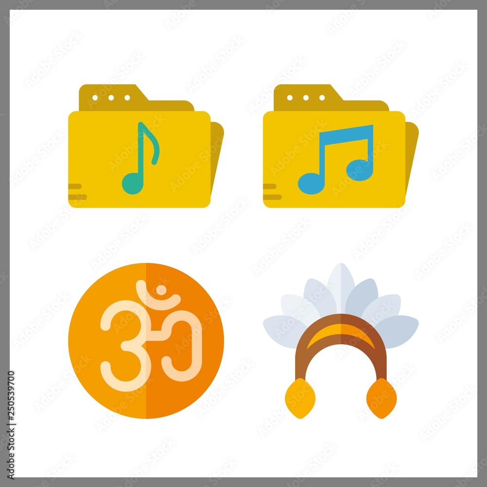4 indian icon. Vector illustration indian set. native american and ...