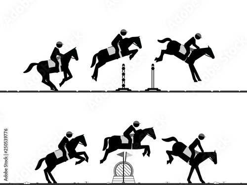Sequences of horse jumping over obstacles