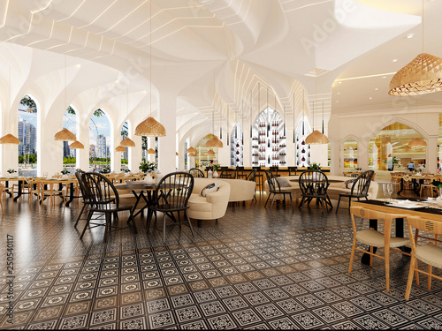 3d render luxury restaurant interior