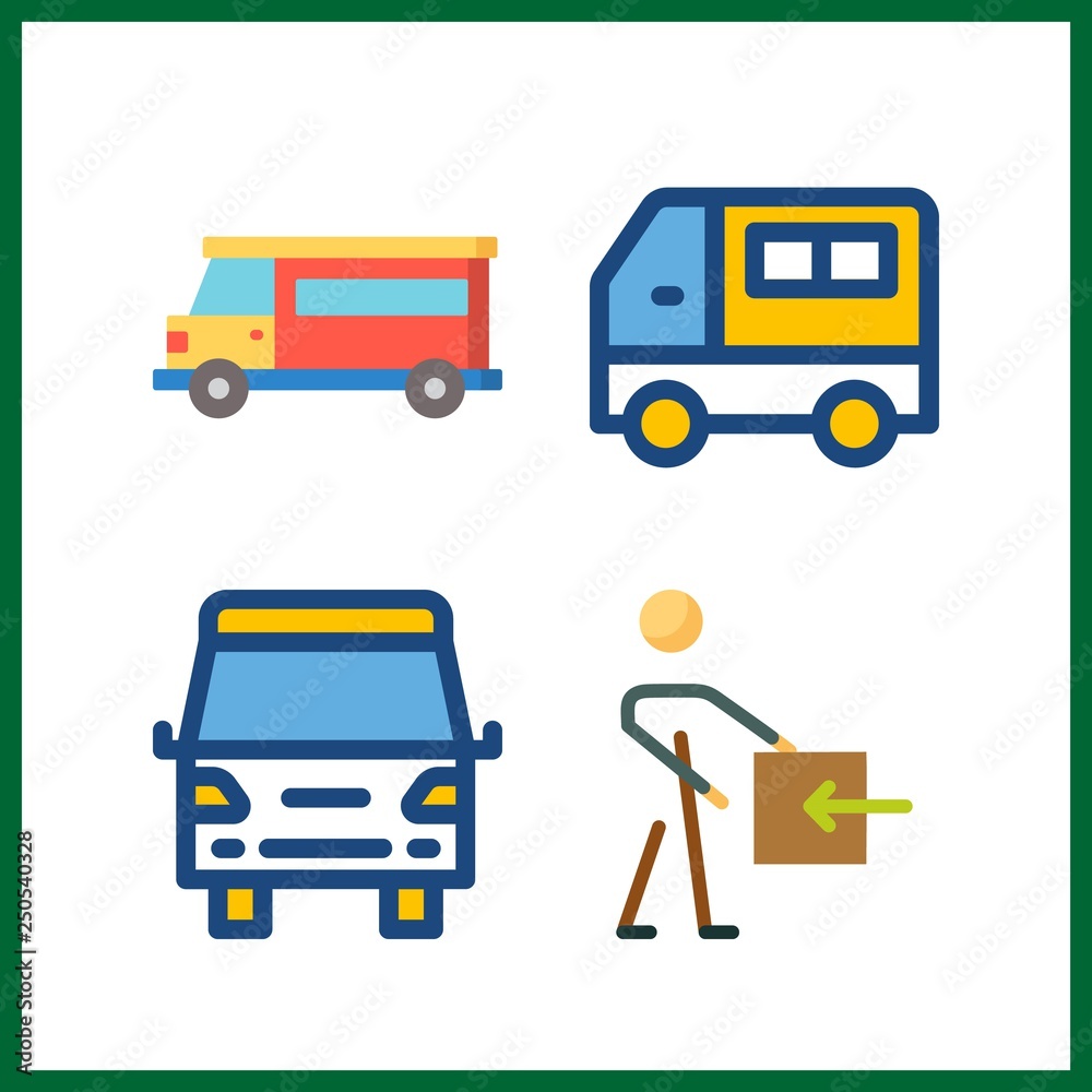 4 delivering icon. Vector illustration delivering set. delivery and van icons for delivering works