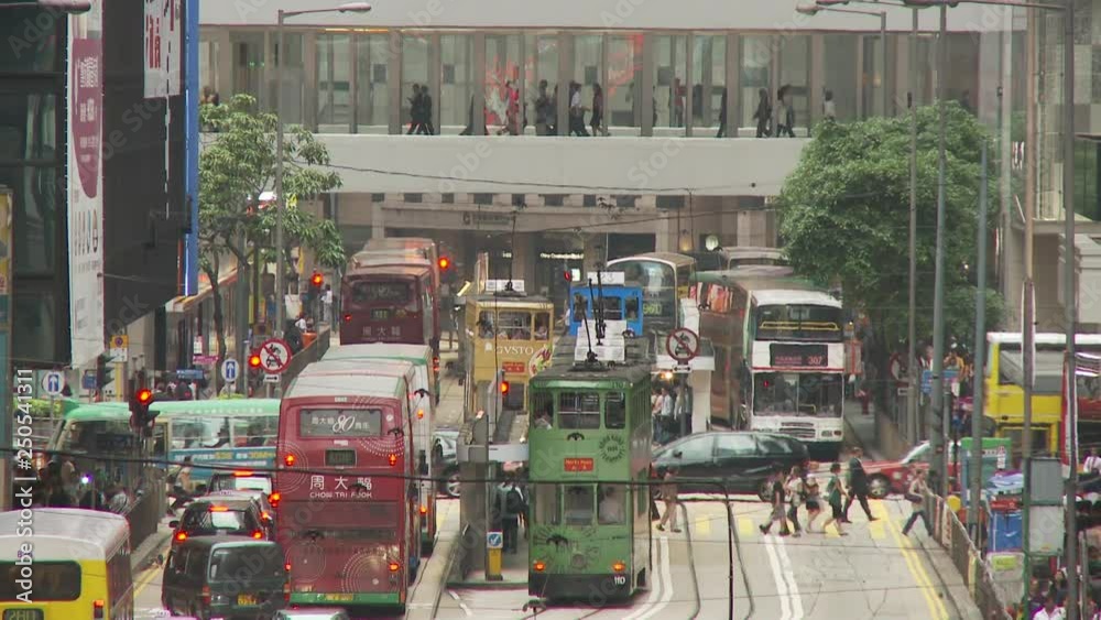 View of a city traffic in Hong Kong, China