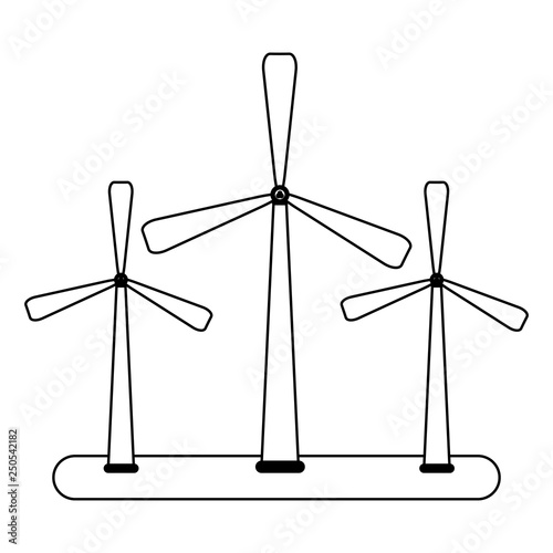 wind turbines eolic energy in black and white