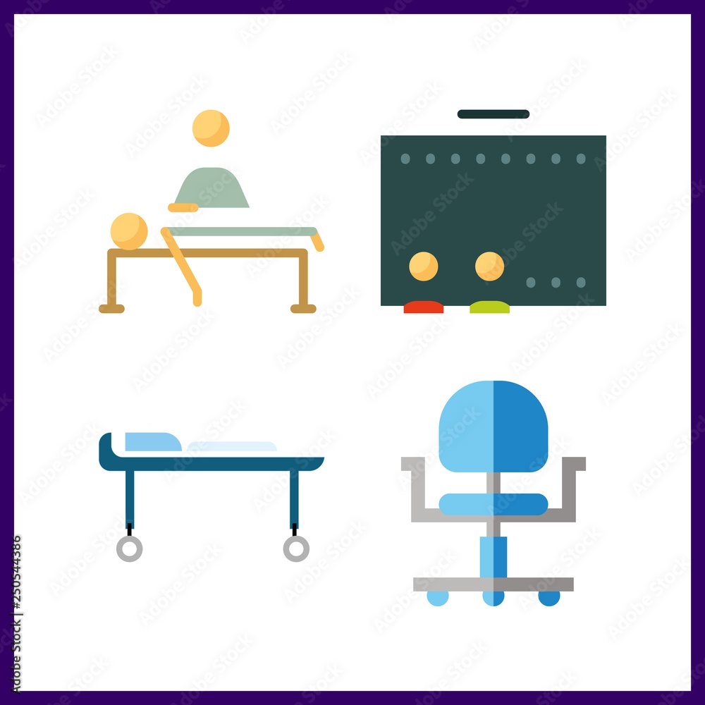 4 chair icon. Vector illustration chair set. wheel chair and cinema icons for chair works 4 chair icon. Vector illustration chair set. wheel chair and cinema icons for chair works