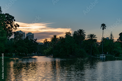 Sunset on a city lake