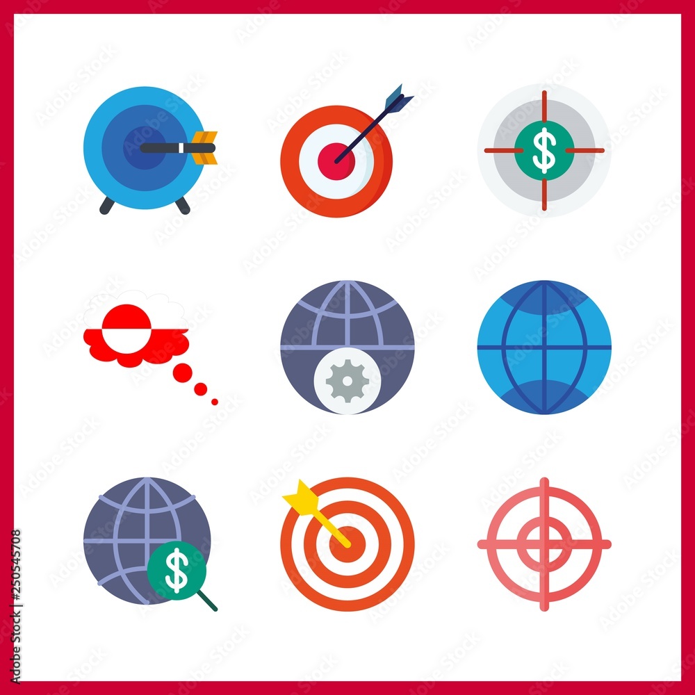 9 point icon. Vector illustration point set. target and grandland icons for point works 9 point icon. Vector illustration point set. target and grandland icons for point works