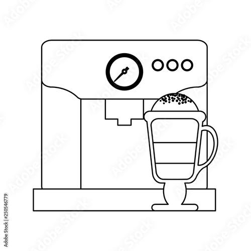 Espresso and capuccino cartoons in black and white