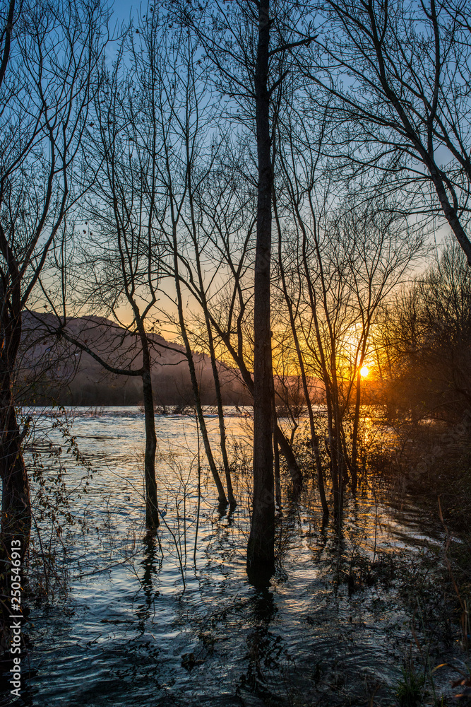 sunset on the river